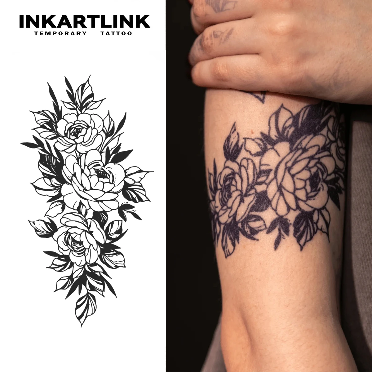 

Flower Temporary Tattoo,Lasts To 15 Days New Technology Magic Waterproof Semi Permanent Sticker.