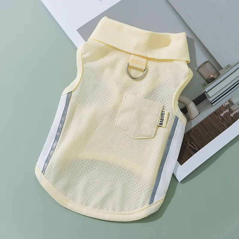 

Summer Pomeranian Polo Shirt Puppy Sunscreen Clothes Thin Korean Style Dog Clothes Teddy Can Leash Tank Top XS-XL