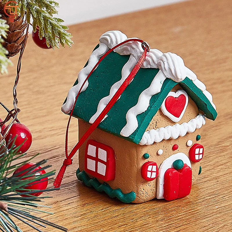 House Shape Christmas Decoration Cabin Bakers Pendants For Christmas Hangable Multifunctional Christmas Tree Ornaments