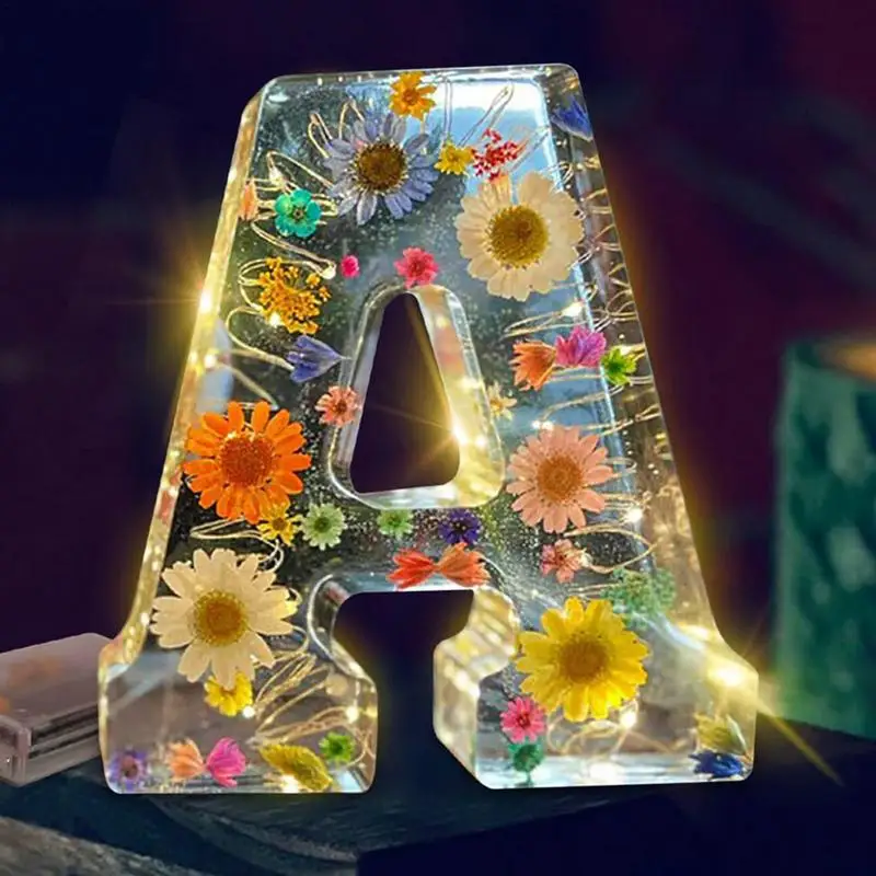 Creative Large Letter Floral Night Light 26 Letters A-Z Dry Flower Simulation Floral Letter Light Valentine's Day Gift