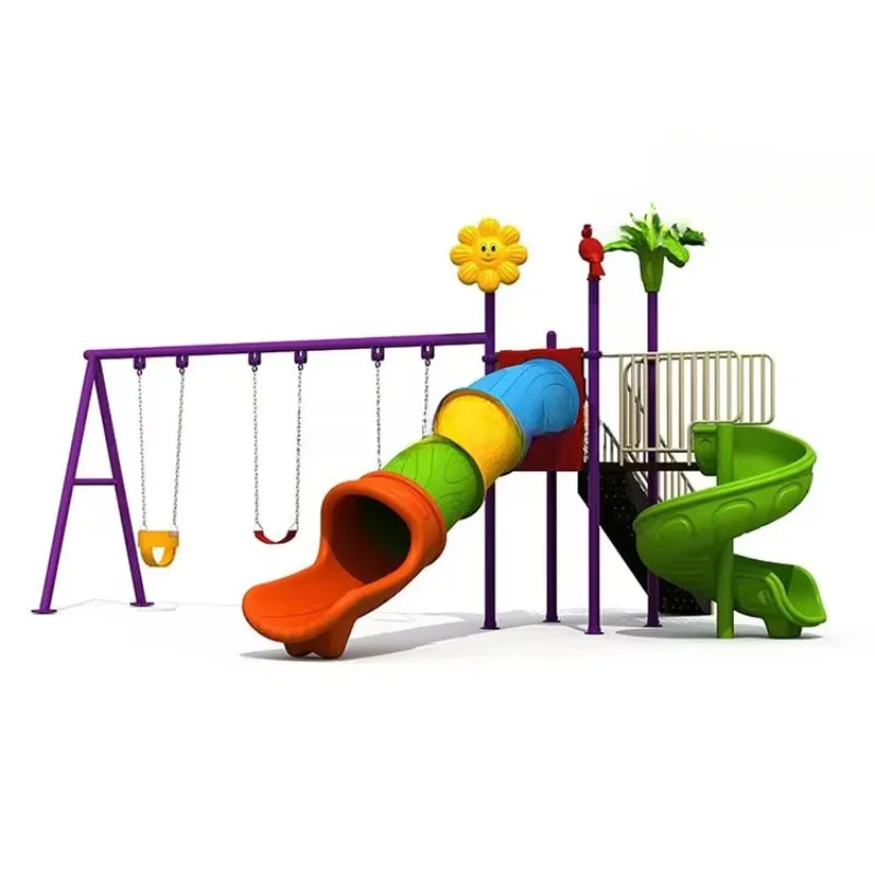 For Popular theme parks Outdoor playgrounds Plastic children's slides Swing and slide playgrounds 3 swing seats