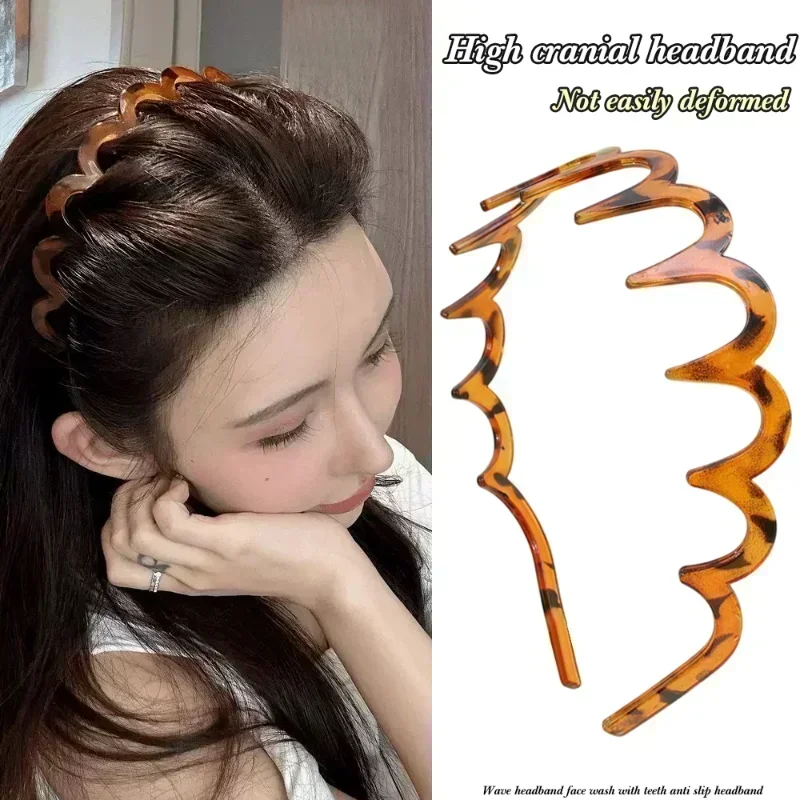 Women Girls Zig-Zag Shark Long Tooth Headband Plastic Resin Non-Slip Wave Comb Hair Hoop Headwear DIY Headpiece