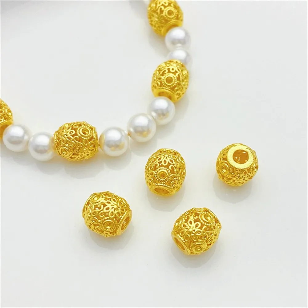 

Sand Gold Hollow Pattern Through Hole Beads Loose Beads Handmade DIY Bracelet Necklace Jewelry Material Accessories