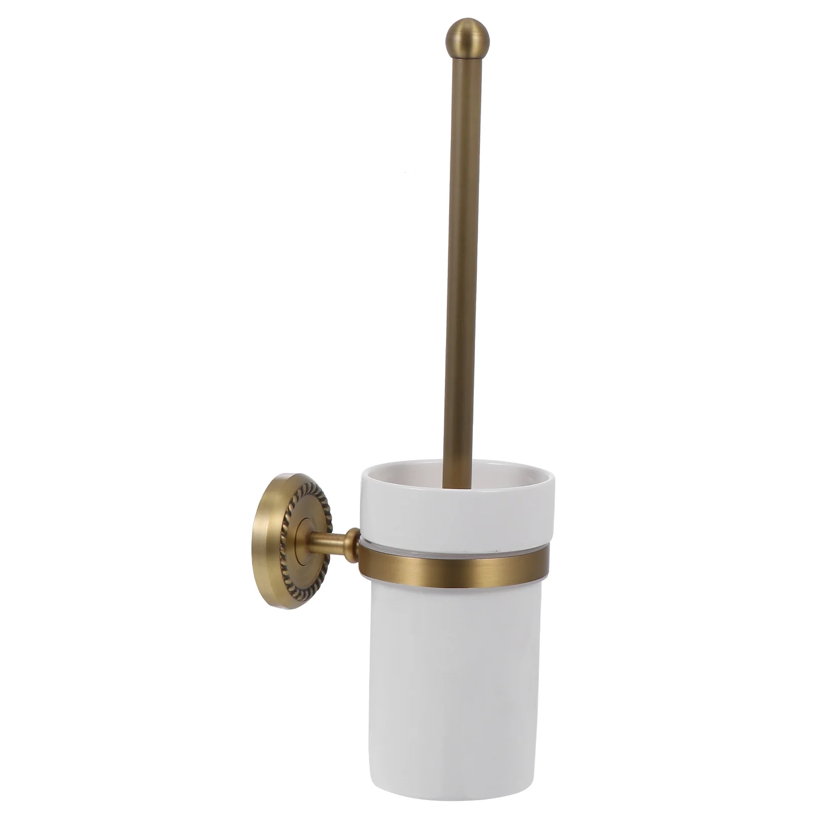 

Toilet Brush Holder Rock Recessed Wall-mounted Bathroom Organizers for Bowl Scrubber Closet Brass