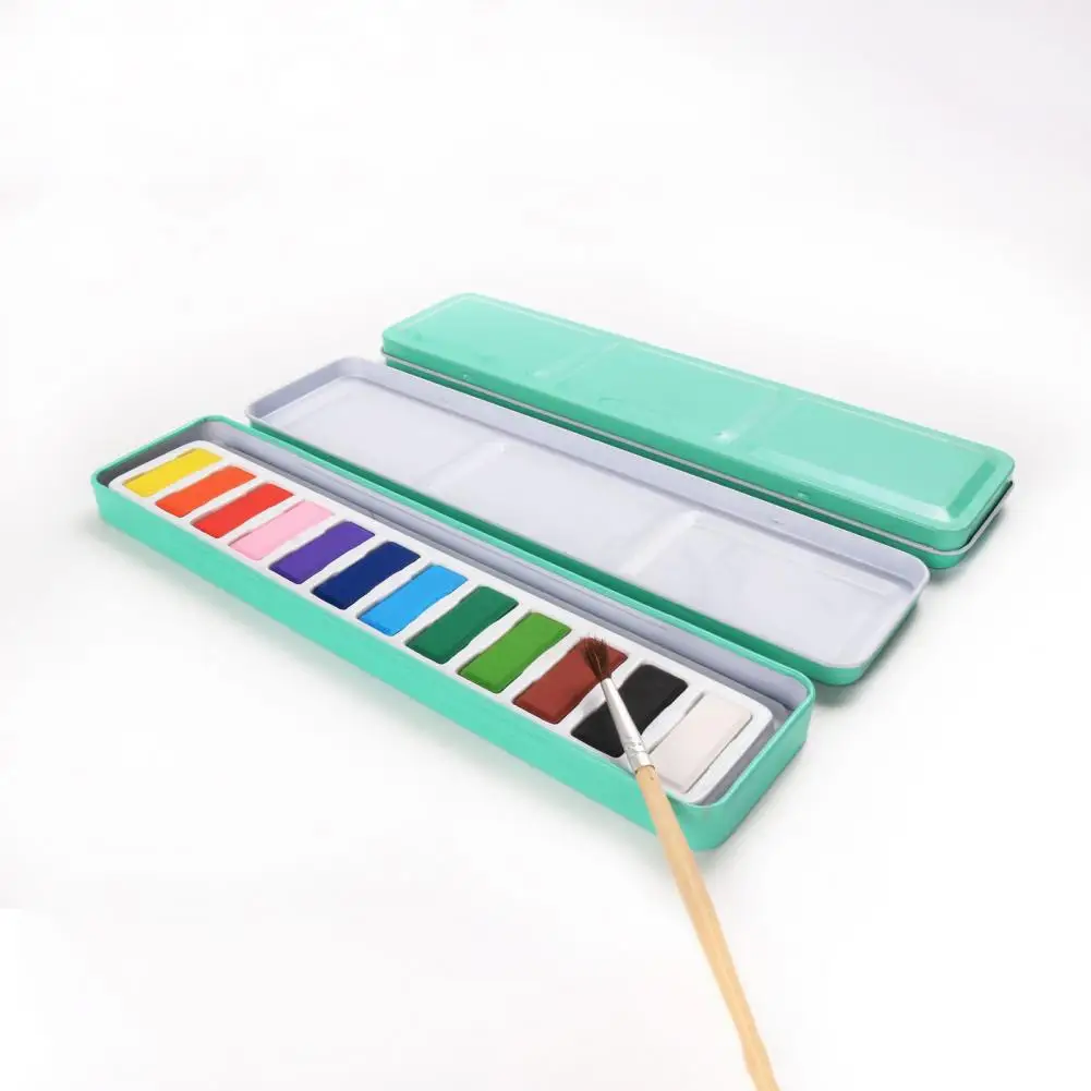 Aquarelverfset voor beginners Levendige aquarelverfkleuren Draagbare aquarelverfset met penseel 12 kleuren voor kinderen