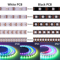 WS2812B RGB LED Strip WS2812 5050 Individually Addressable Smart Lights 30/60/74/96/144/Leds/Pixels White Black PCB DC5V