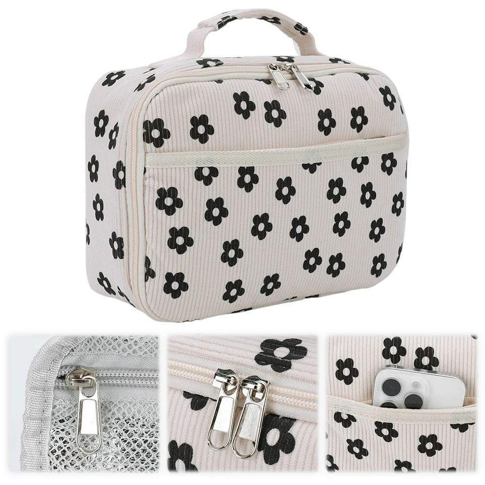 

Women Corduroy Lunch Box with Interior Pockets Insulated Cooler Lunch Case Lunch Container for Work/Office/Picnic/Travel