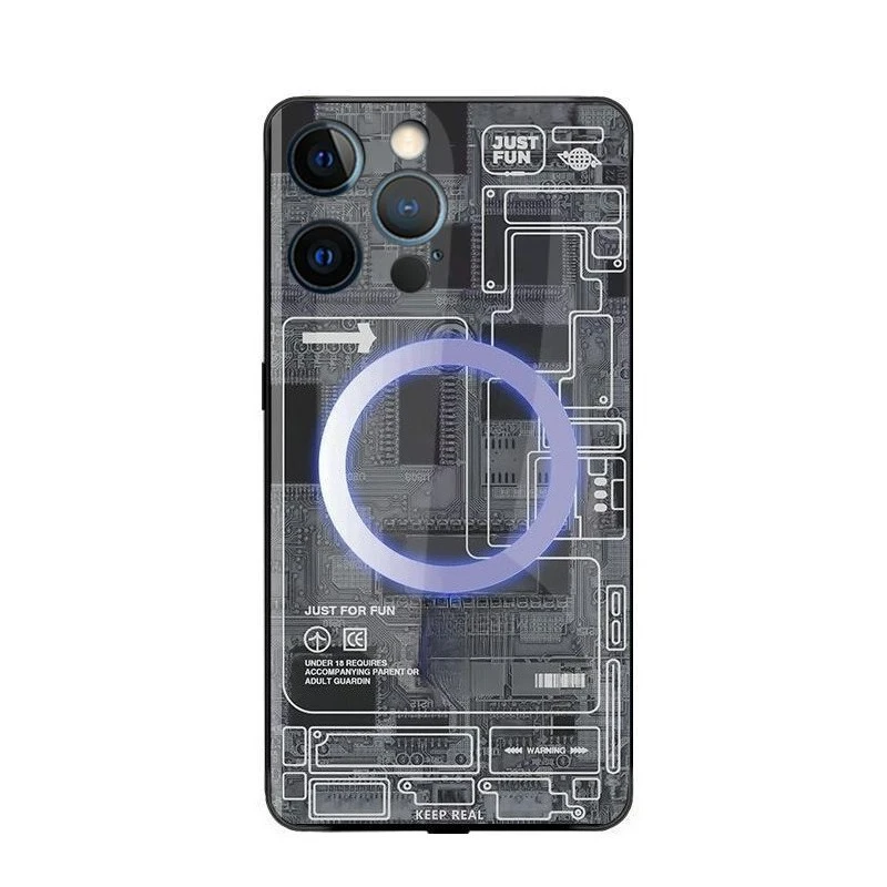 Luxury Smart LED Light Glow Magnetic Phone Case for Iphone 16 15 14 13 12 Pro Max 14 15 16 Plus Fashion Protector Cover