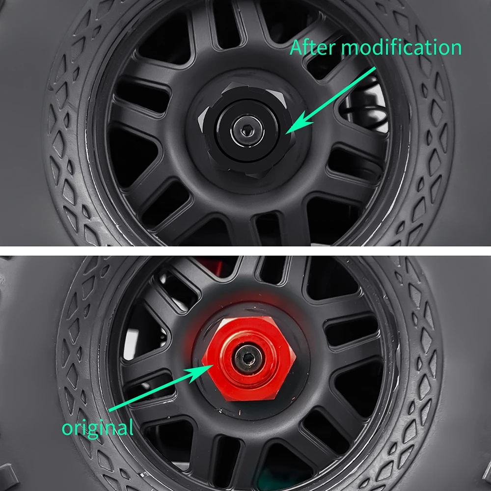 Yeahrun อะแดปเตอร์ฮับหกเหลี่ยม4ชิ้นสำหรับ V2 1/7โมฮาวี6วินาที4X4 BLX รถบรรทุกทะเลทราย BLX อะไหล่อัพเกรด