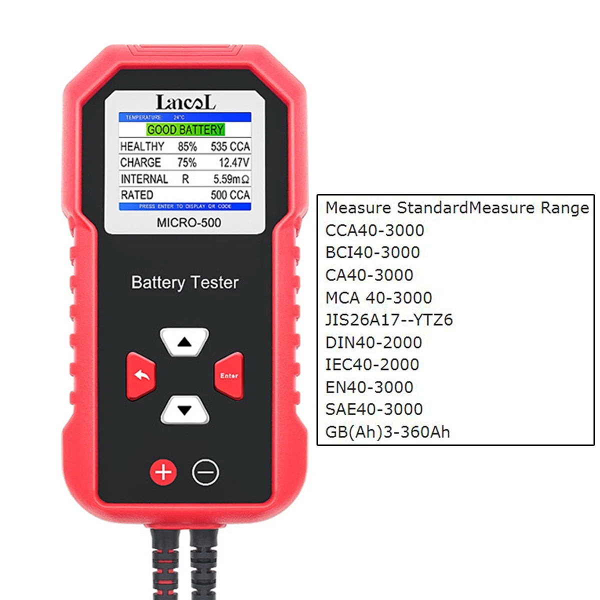 Lancol Micro 500 12V Car Battery Tester 40-3000 CCA Lithium Battery Test Lead Acid Auto Car Battery Analyzer