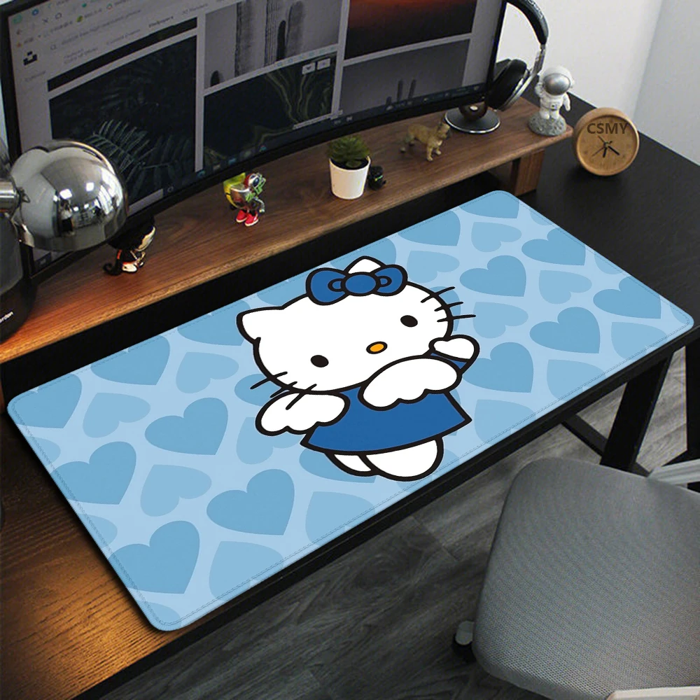 H-Hello Kitty Blue Gaming Mats Desk Pad Mouse Office Accessories Mausepad Big Mousepepad Deskmat Pad to Computer Mousepad Gamer