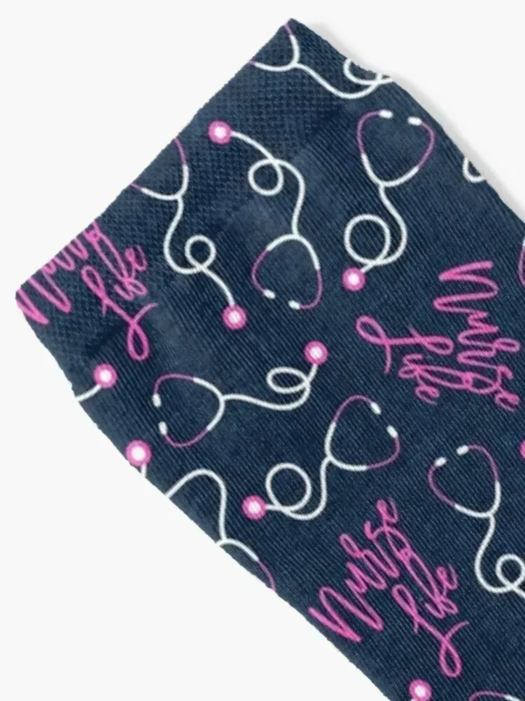 Nurse Life - Stethoscopes - blue and pink Socks Sports designer brand Stockings compression luxury Socks Women Men's