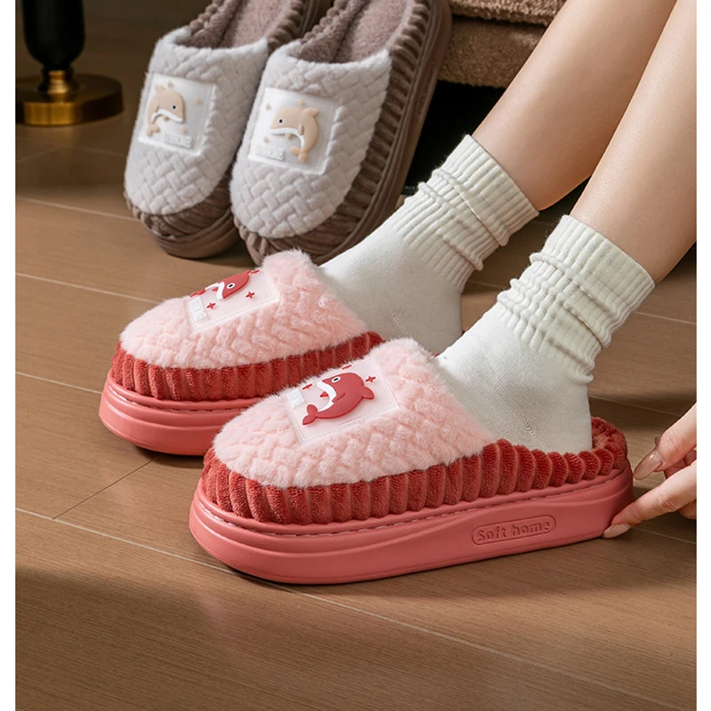 

Thick Cotton Slippers for Men and Women, Warm and Non-slip Sole, Indoor, Couple's Winter Slippers, New