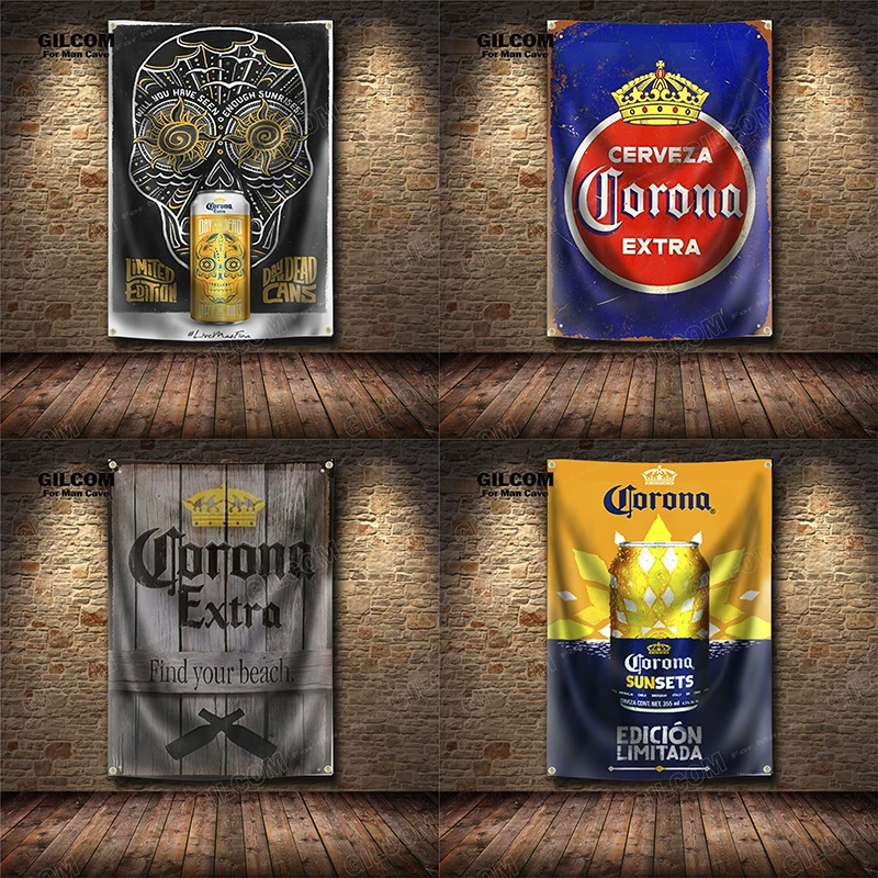 Beer Brand Retro Banner Flag Poster Wall Art Decoration AD Vintage Sign Bottle Extra Mexico Man Cave Garage Pub Club Bar