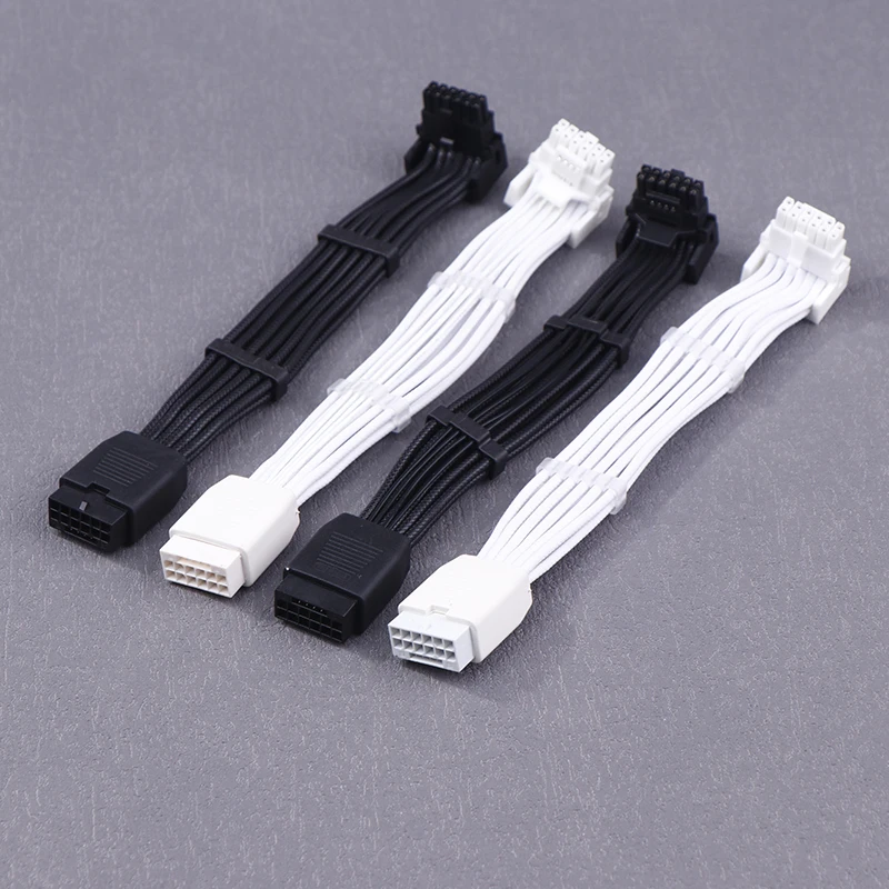 1PCS Right Angle ATX 3.0 Pcie 5.0 12VHPWR Male To Male Sleeved Modular PSU Cable For RTX 3090TI 4090 Graphic Card With Combs