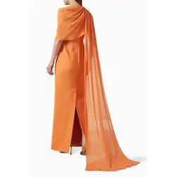 YUNLAN Gorgeous Saudi One Shoulder Sleeve Ankle Cover Up Dress Orange 2024 Women Elegant Bridesmaid Dress Guest Mixi Party Dress