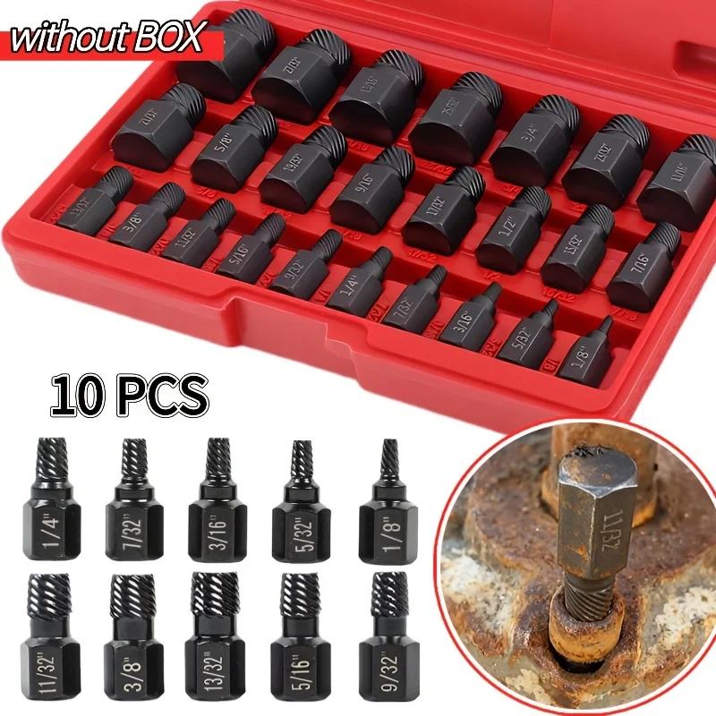 10pcs Heavy-Duty Thread Extractor Set Threaded Fastener Repair Kits For Removes Damaged Stripped Broken Bolts Home Accessories