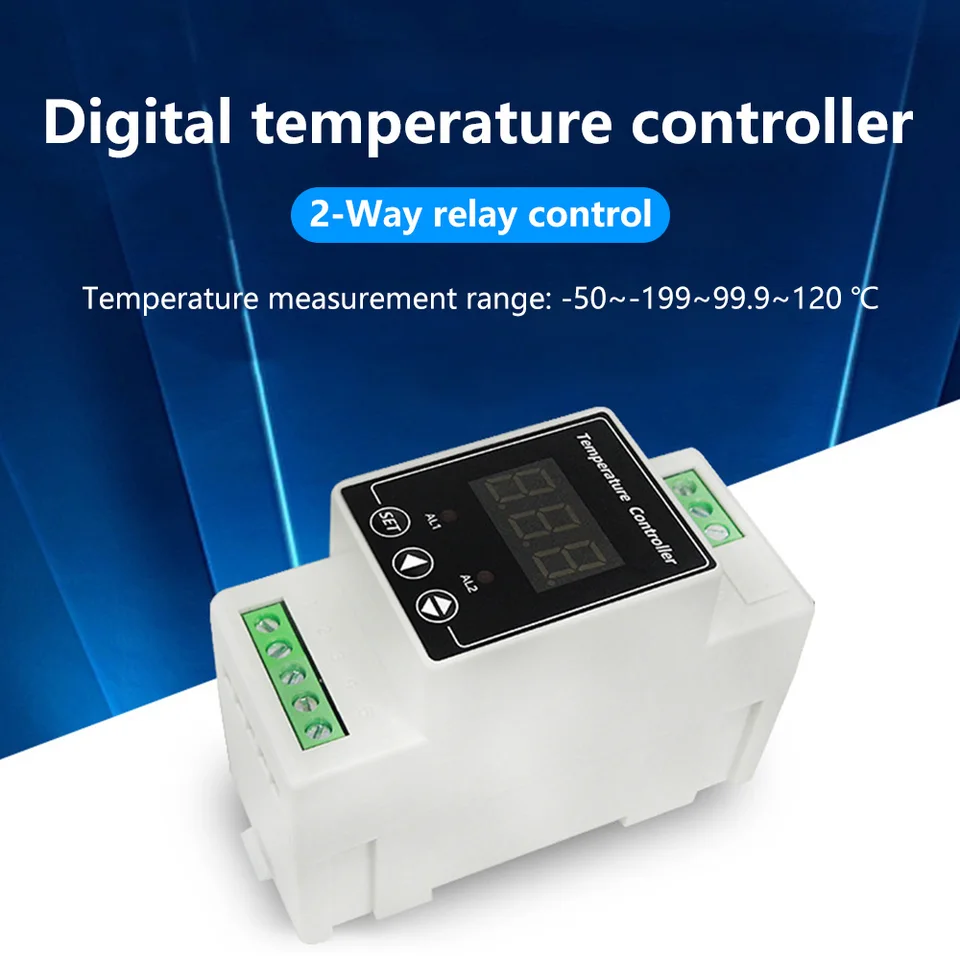 AC90 ~ 260V Din Rail Thermostaat 2 Manier Relais U... – Grandado AC90 ~ 260V Din Rail Thermostaat 2 Manier Relais U... – Grandado