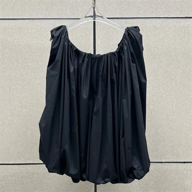 Women's vest New cotton blend sleeveless top for summer 2026 One collar pleated slim fit tanks top off shoulder women's corset - view 2