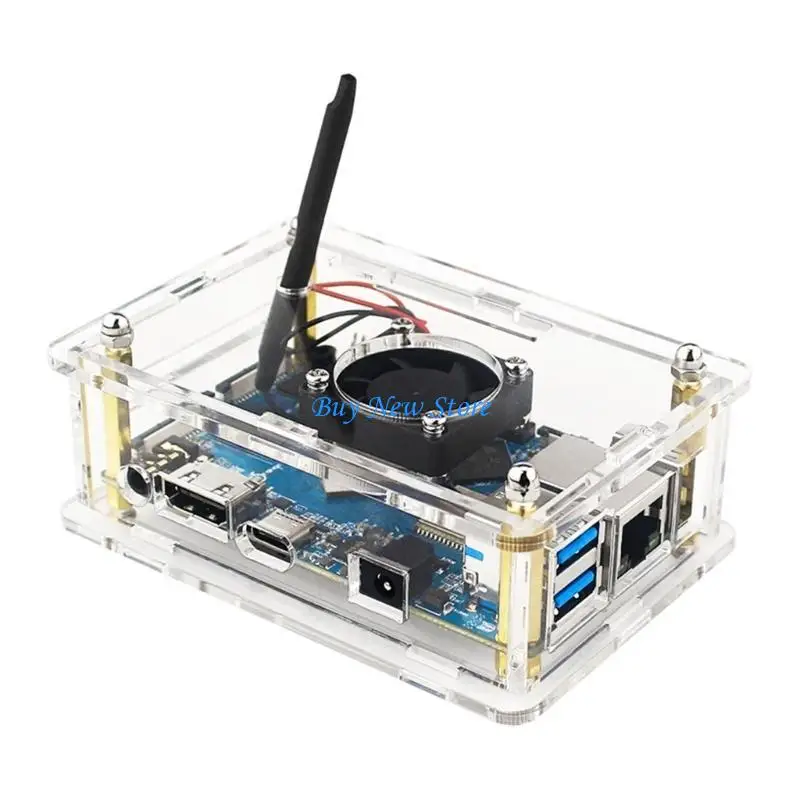 20CE Acrylic Case for Orange 4 LTS Protpratective for Case with Cooling Fan Heat Gustipation Protector