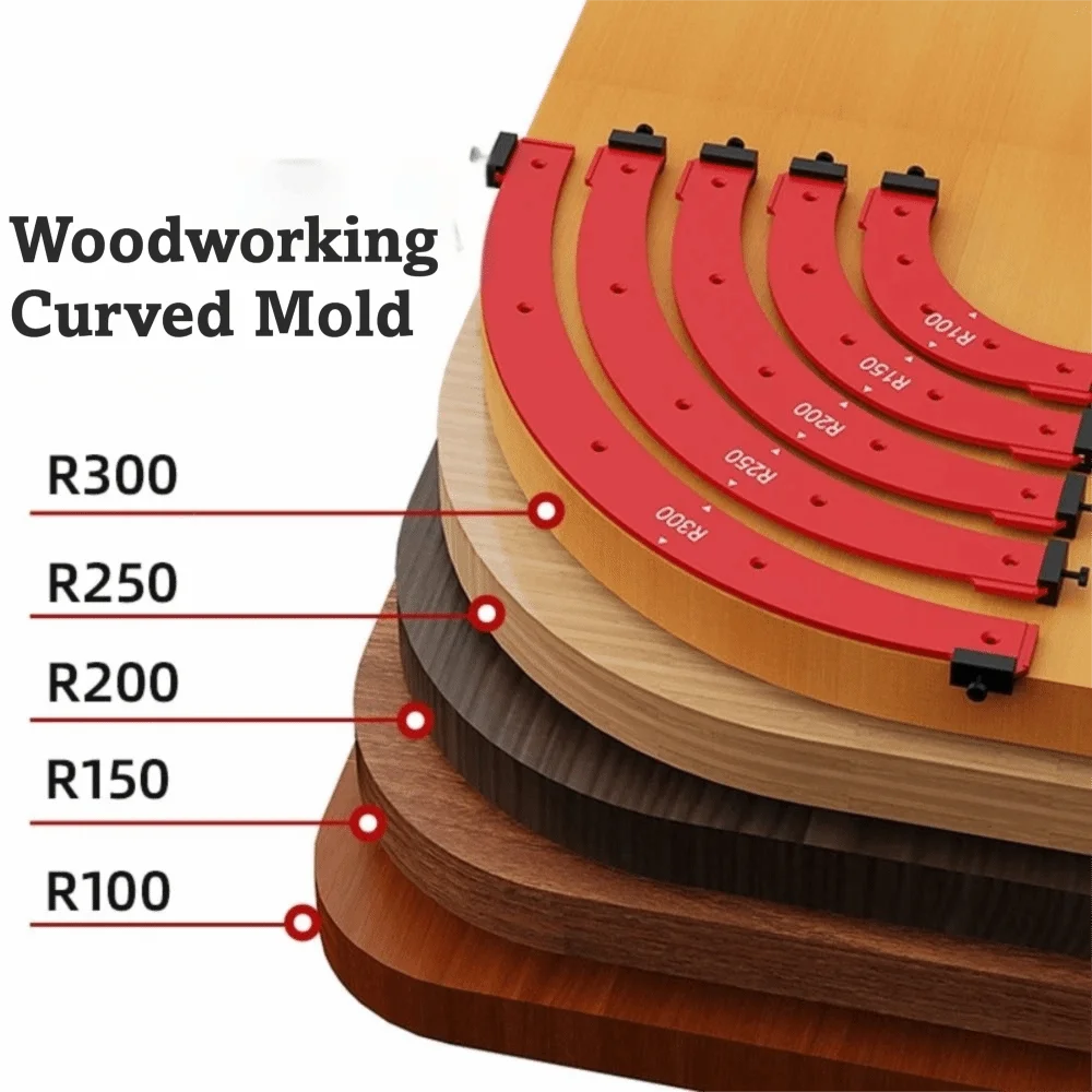 

Трафареты для закругления углов из алюминиевого сплава, многоразовые, прецизионные направляющие для фрезерования углов R100 R150 R200 R250 R300, изогнутый дизайн
