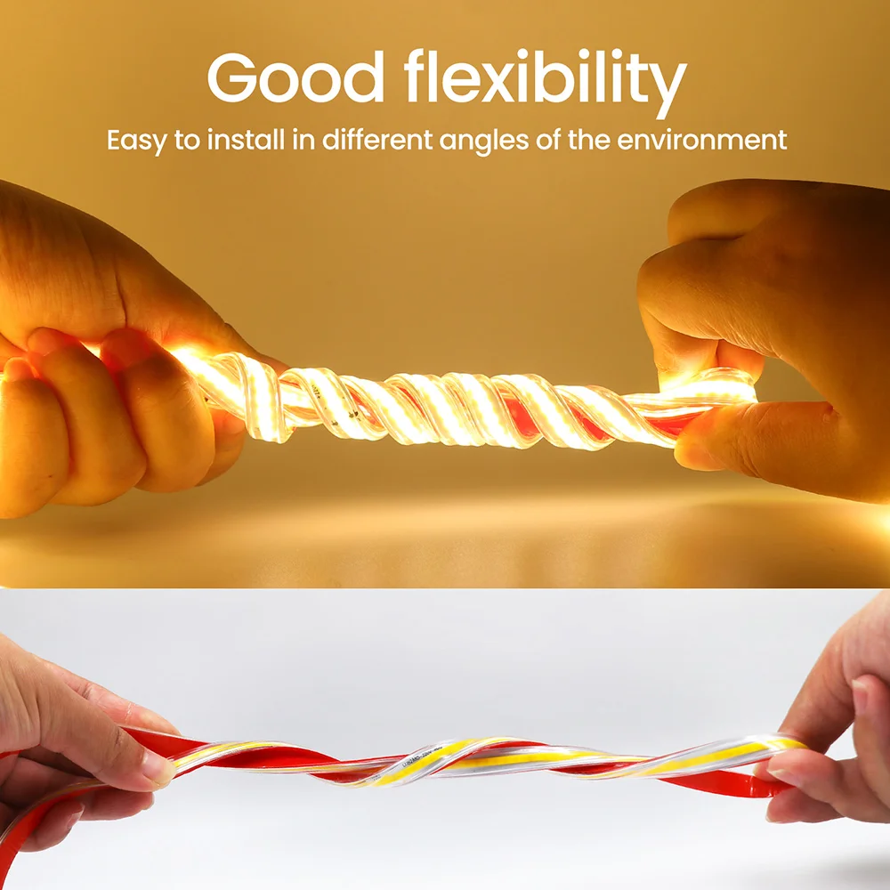 220V Switch Dimmer COB LED Strip Light Power Kit Dimmable 288LEDs 3000K 4000K 6000K Flexible Adhesive Tape RA90 Linear Lighting