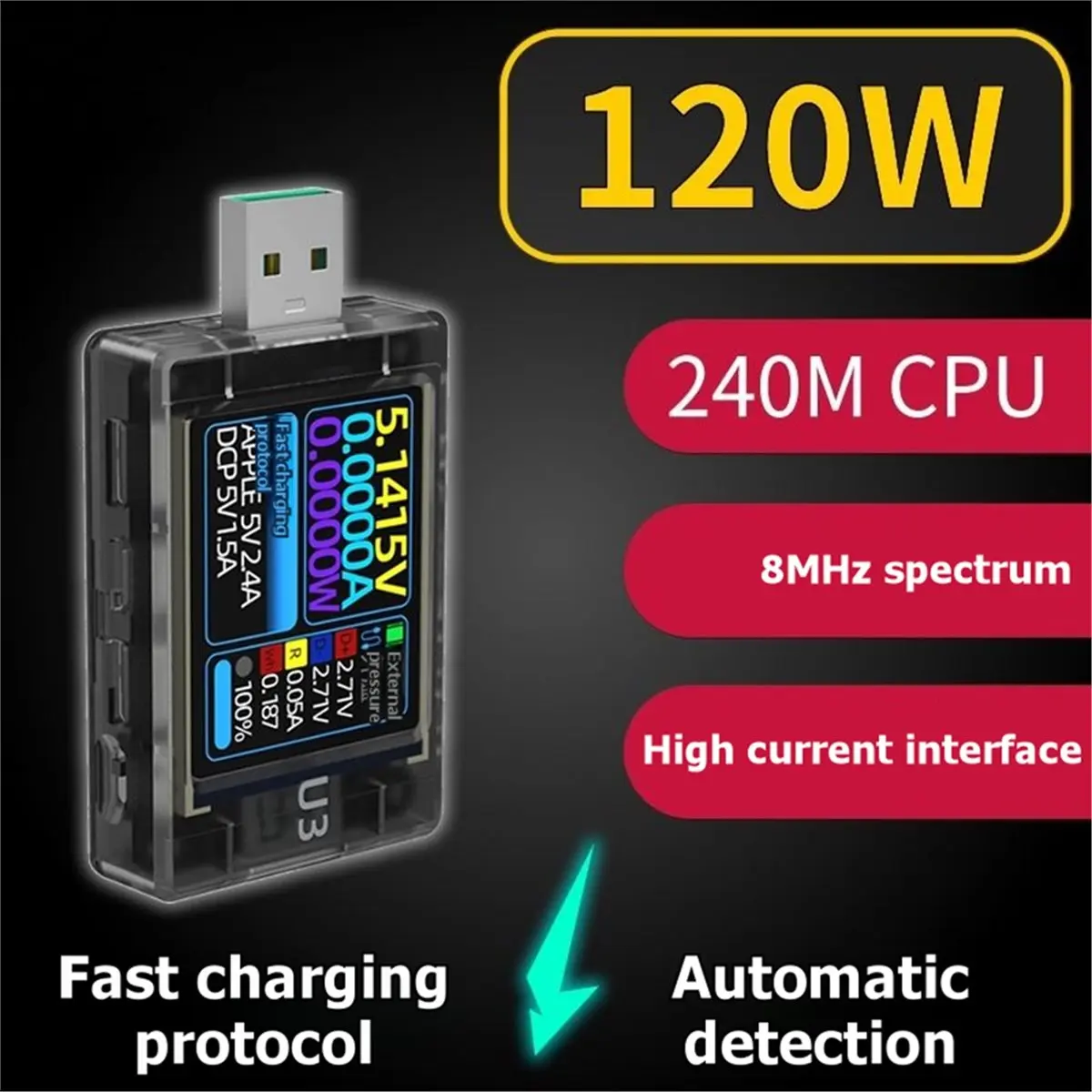 2026 NEW USB Tester U3 3.1 PD 28V Voltage and Current Meter, Digital Multimeter for Charging Test,QC Detection Tool