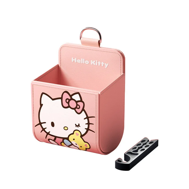 Kawaii KT KT حقيبة تخزين منفذ الهواء للسيارة ، Hello Kitty ، صندوق منظم السيارات متعدد الوظائف ، إكسسوارات ديكور السيارة