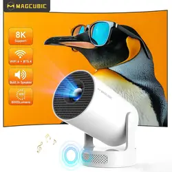 Magcubic Projector Android 14 8K 1280*720P HY300 Pro + Dual Wifi 290ANSI 180°flexible BT5.0 Cinema Outdoor Portable Projector