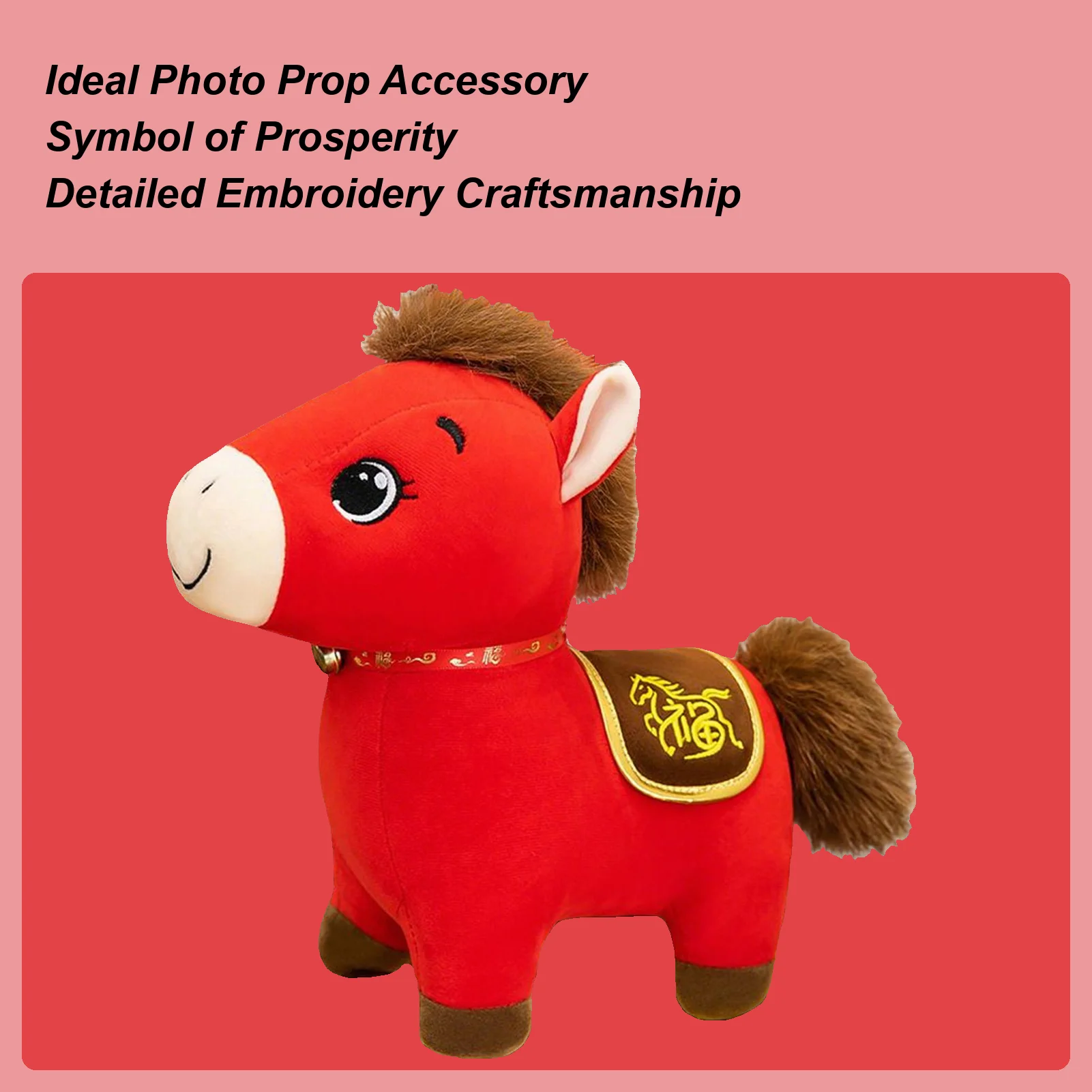 

2026 плюшевая игрушка-лошадь, красная удобная обнимающая кукла, милая лошадь, чучело для семьи, друзей, дня рождения, китайского Рождества