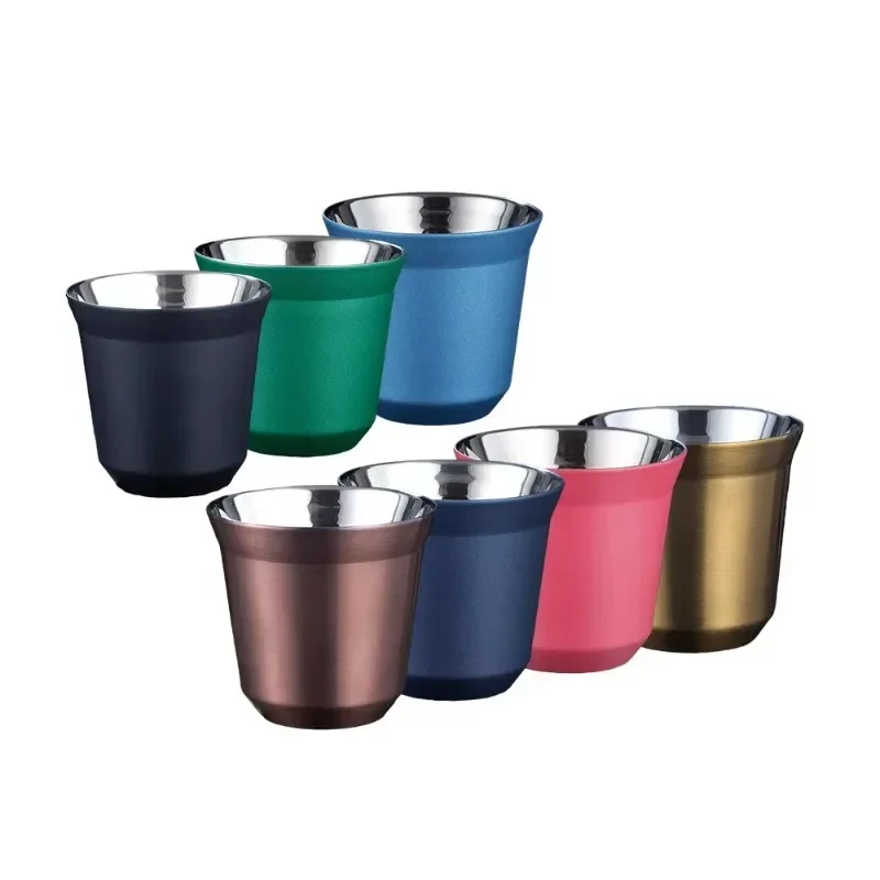 80ml Double Wall Stainless Steel Espresso Cup  Nespresso Pixie Insulation Coffee CupShape Cute  Capsule Thermo Cup Coffee Mugs