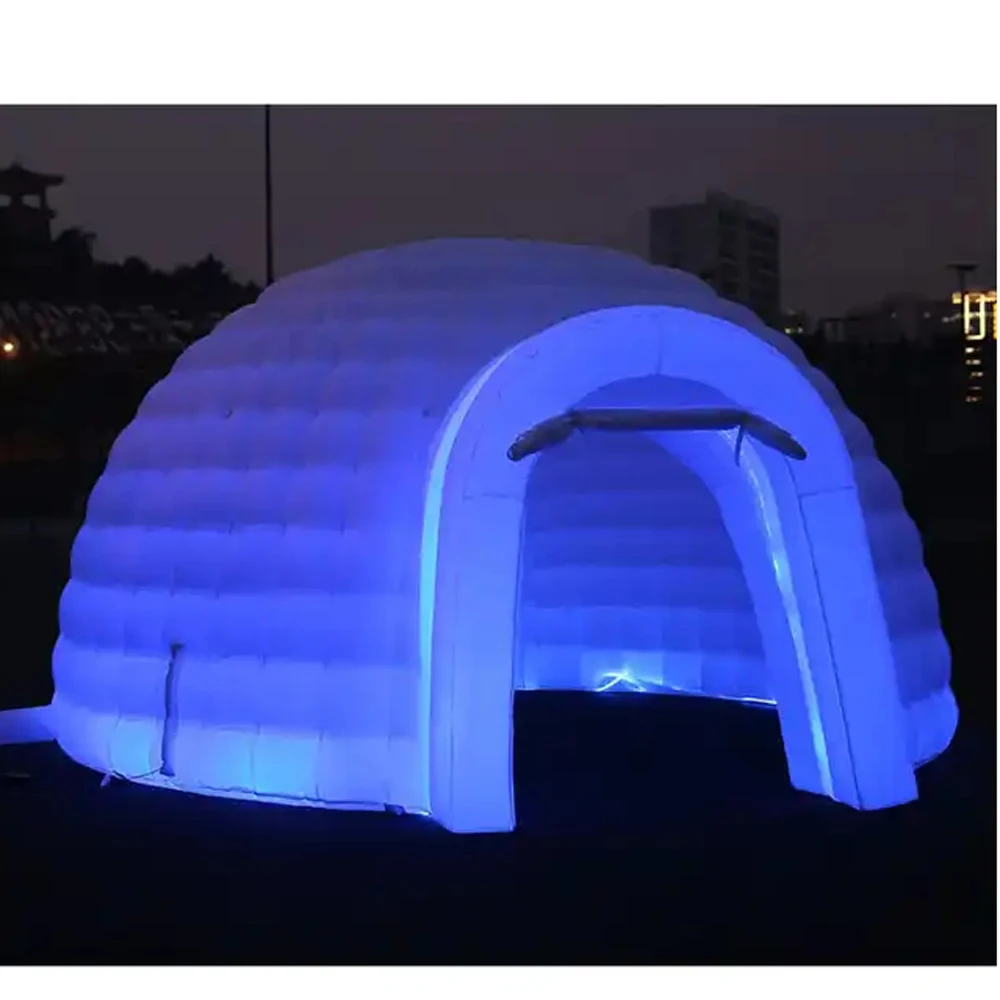 Durable White Outdoor Inflatable Dome Tent For Events Oxford Advertising Marquee With LED Lighting Igloo Dome Party Rental