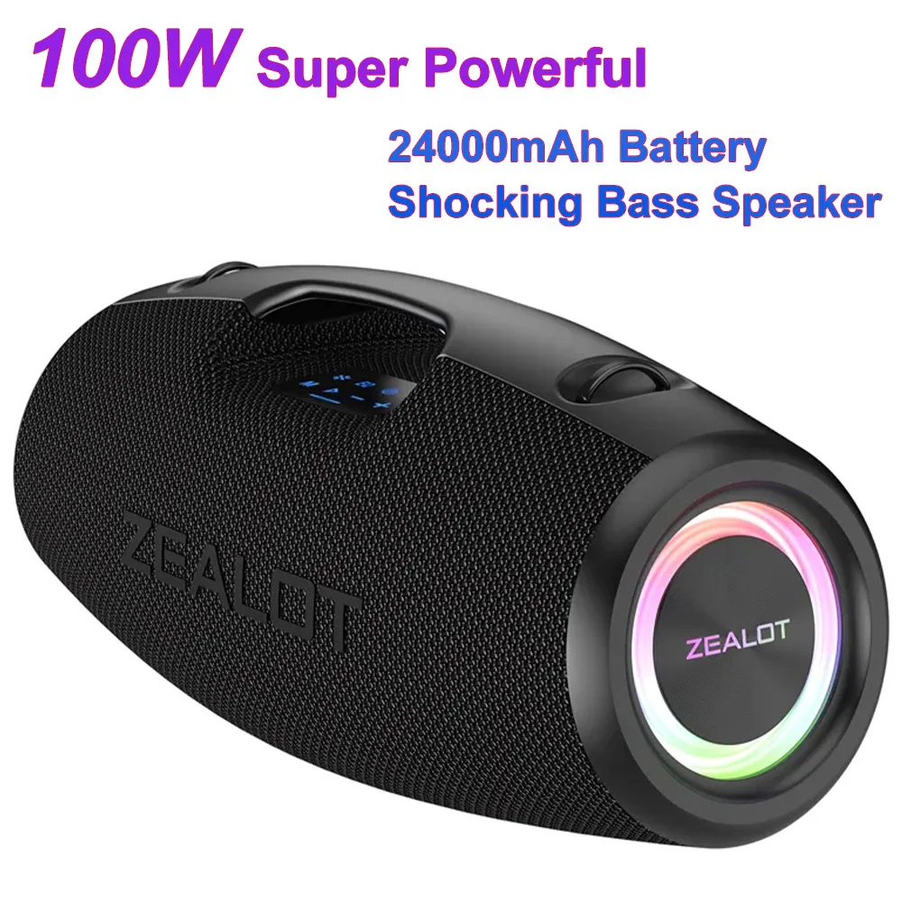 

100W Powerful Bluetooth Speaker with 6 Sound Units RGB Lights 24000mah Battery Wireless Cinema Level Stereo Shocking Boombox