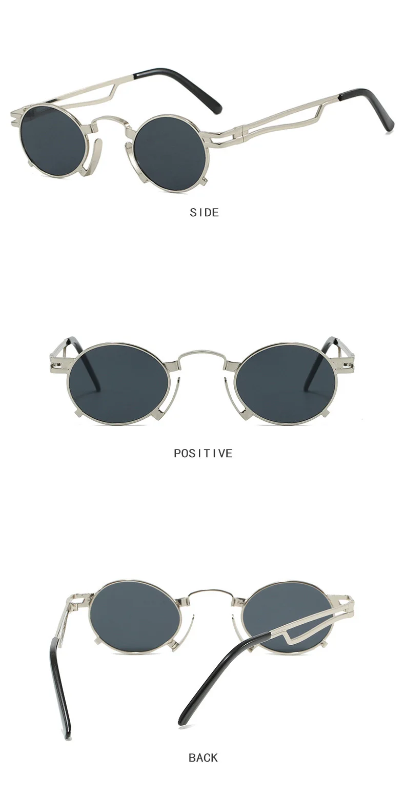 Punk Kleine Runde Sonnenbrille Frauen Retro Marke Designer Metall Rahmen Fashion Shades UV400 Sonnenbrille Weibliche Outdoor Brillen Männer – Detail 6