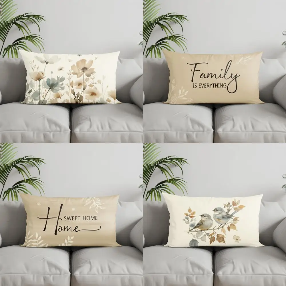 

Домашний декор, прямоугольная подушка с цветочным узором, подходит для дивана, спальни, автомобиля, наволочка, прямоугольная подушка для спины