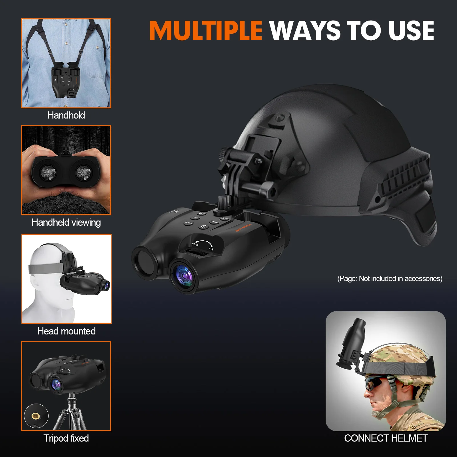 Night Vision Binoculars with 300m Night Vision Distance, 20000mah, Head Mount Strap, Storage Bag, 850nm infrared LED