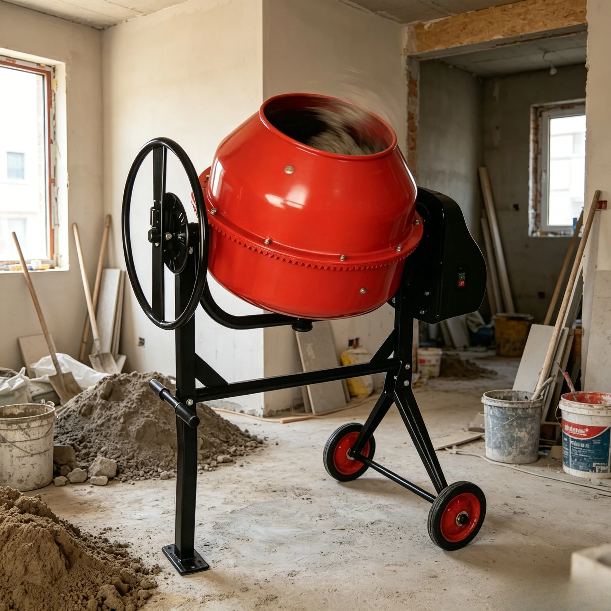200L Cement Mixer Drum Sizemotor 200 l Litre 200PBC Concrete Half Bag Cement Mixer 2001 Mixers 2 Bagger with Plastic Motor Cover