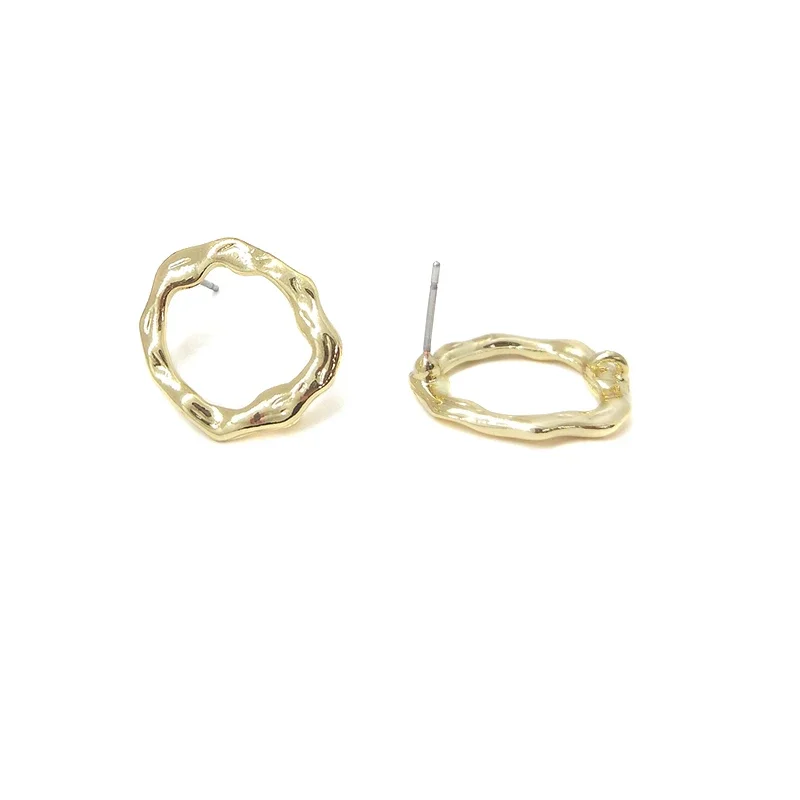 New 20*17mm 10pieces/bag Zinc Alloy Gold Irregularity Round Earring Base Connectors Linkers for DIY Earring Jewelry Accessories