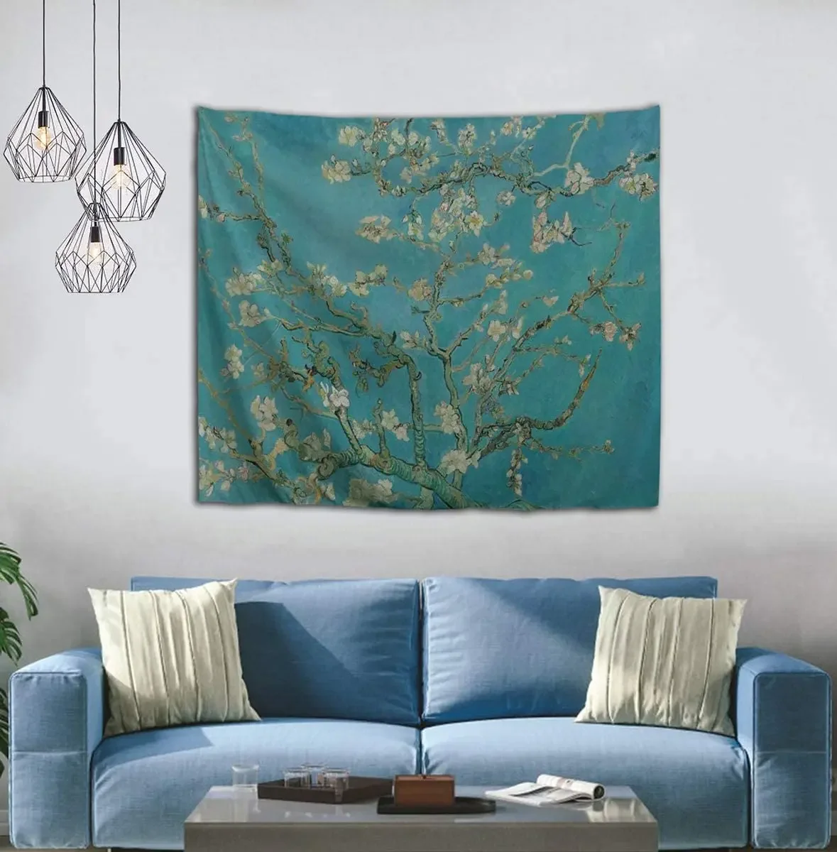 Van Gogh Almond Blossom Tree Oil Painting Polyester Wall Hanging Tapestry Art