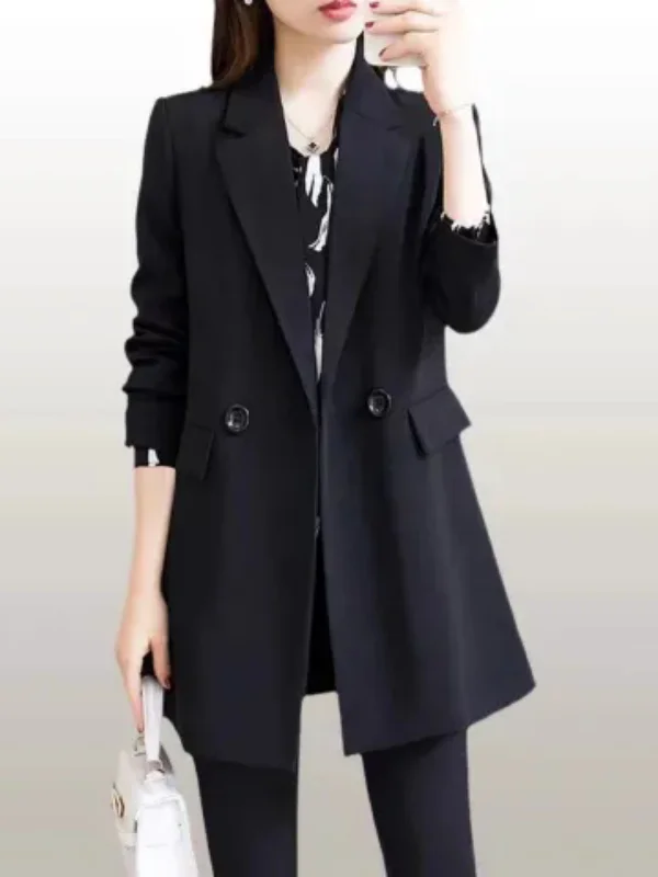 

Loose Casual Bla Top Small Western Sle Women's Korean Version Spring Autumn Jaet Polyester Fabric Office Par Commute