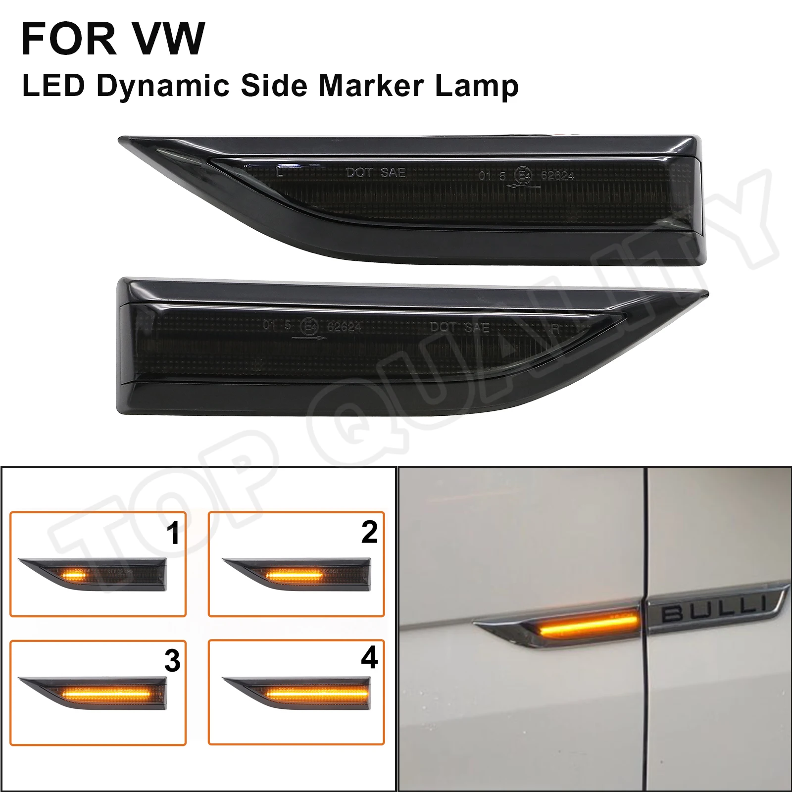 

For VW Transporter T6 Multivan 2016-2019 Dynamic Side Marker Turn Signal Lamp Blinker Light Flowing Indicator OEM#:7E0949101A