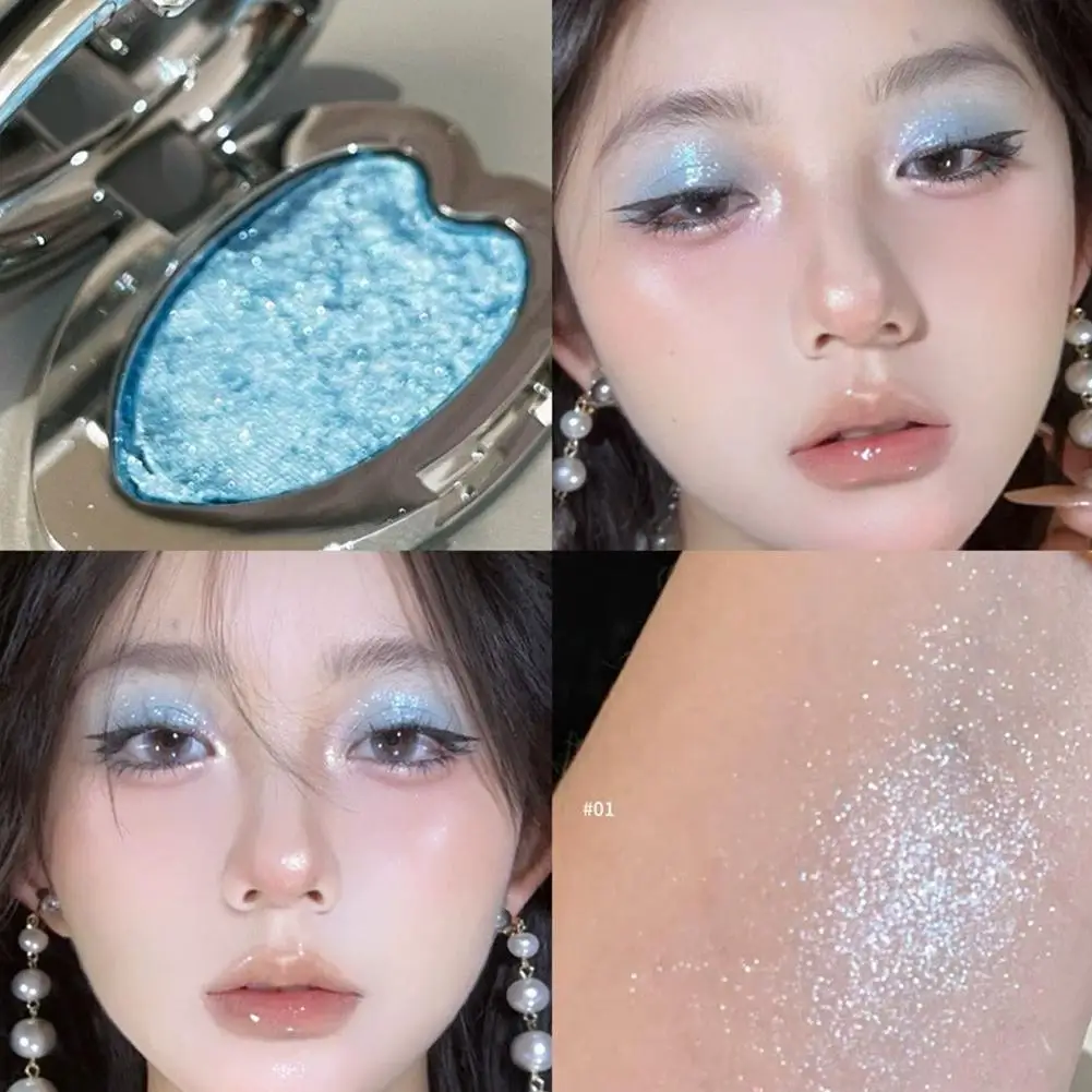 Paleta Cieni do Powiek Perłowe Dymne Punkowe Zielono-Lawendowo-Niebieskie Diamentowe Metaliczne Efekt Ziemniaczanej Purée Brokatowy Rozświetlacz do Makijażu