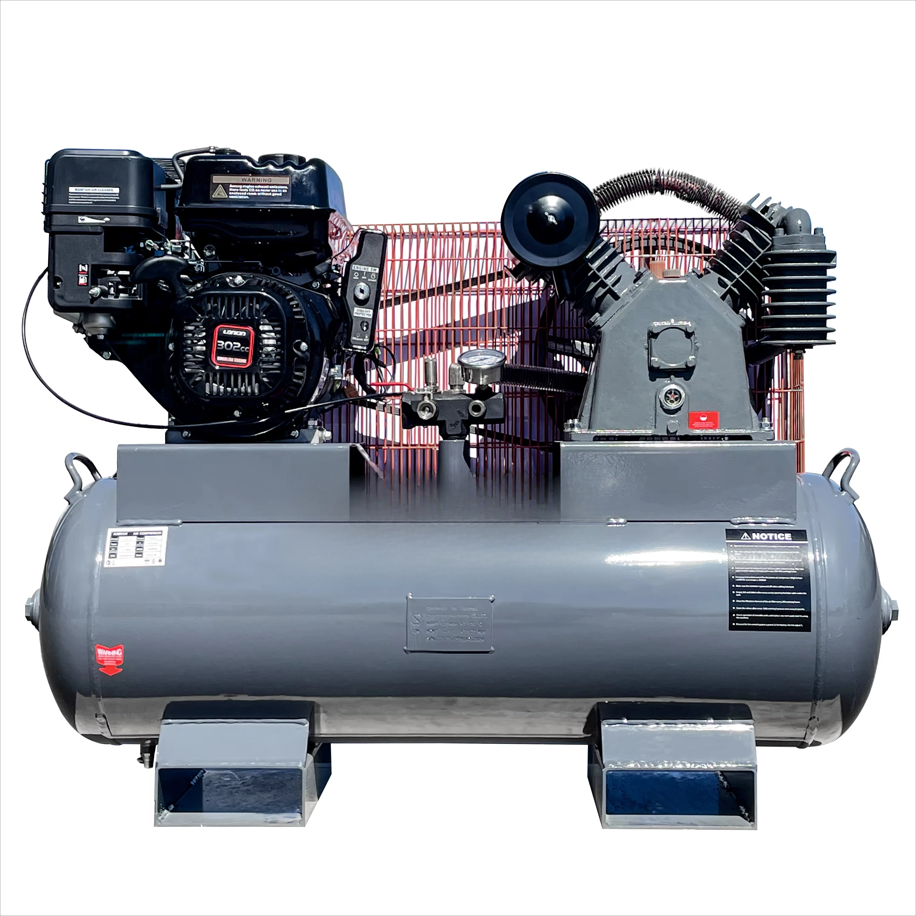 Compresor de aire de 12,5 Bar, tanque de aire ASME de 175PSI y 40 galones para reparación de automóviles Loncin G300FA, 9 HP, 4 tiempos, OHV, compresor de aire de gasolina