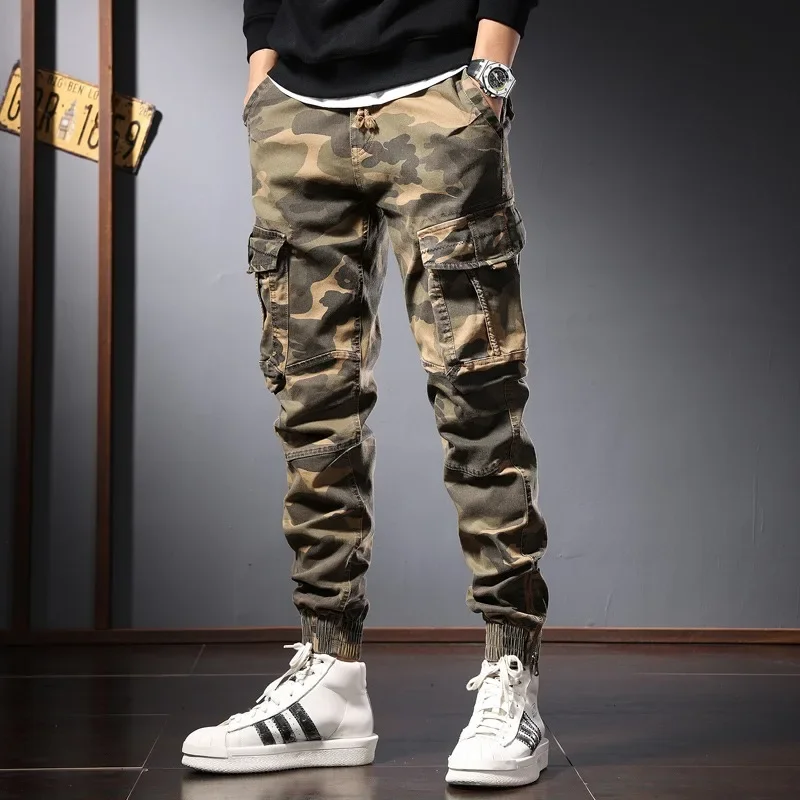 

Autumn Men's Camouflage Cargo Pants Fashion Casual Multiple Pockets Cotton Tactical Khaki Joggers Trousers