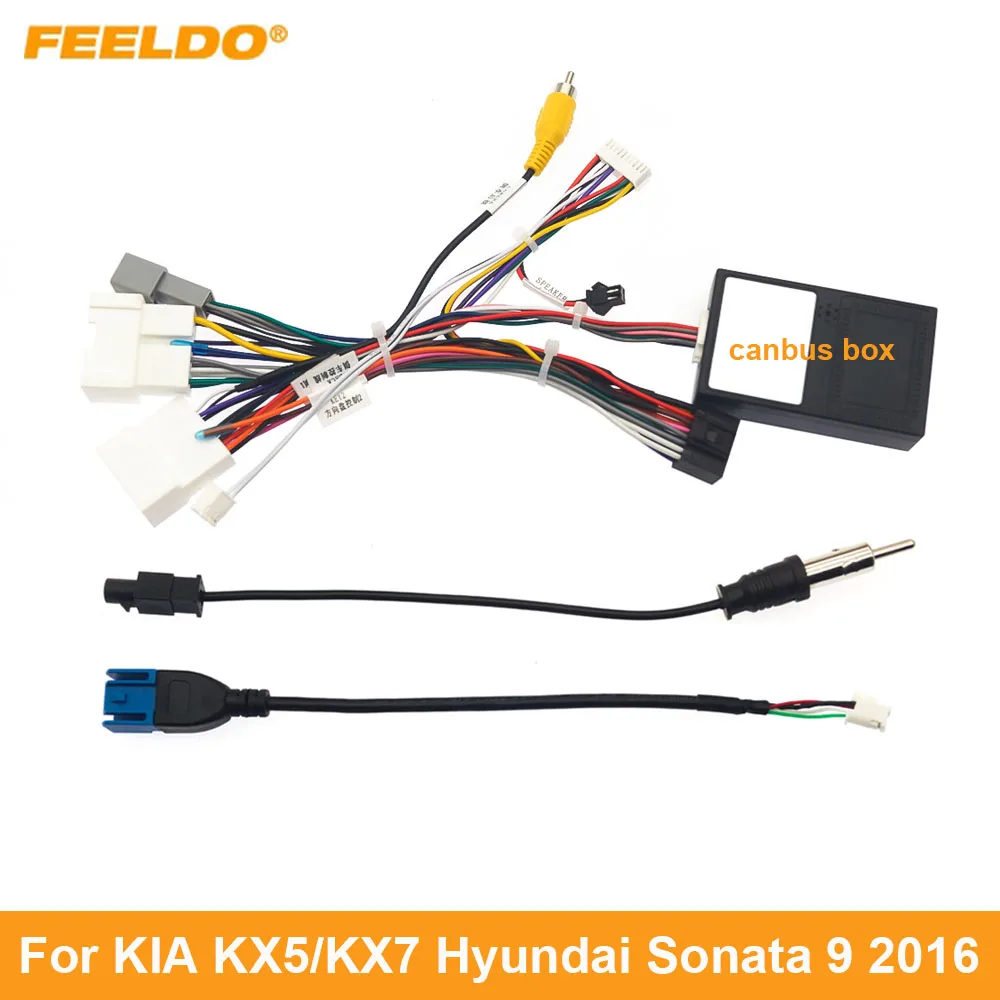 

FEELDO Car 16pin Power Cord Wiring Harness Adapter For KIA KX5/KX7 Hyundai Sonata 9 2016 Installation Head Unit