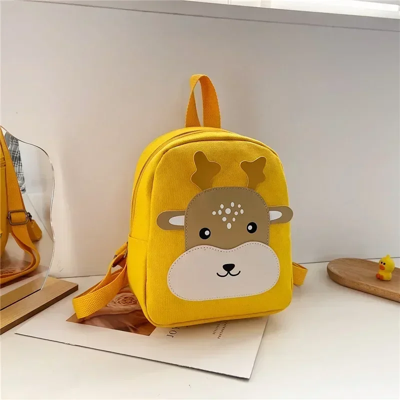 Mochila escolar de dibujos animados para niños y niñas, bonita mochila de lona con contraste de colores, a la moda