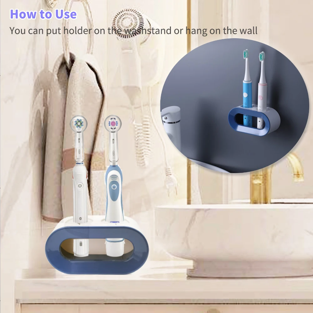 Bàn Chải Đánh Răng Điện Giá Đỡ Và 4 Bàn Chải Đánh Răng Có Tương Thích Với Oral B Bàn Chải Đánh Răng Điện Cho Nhà Tắm, Treo Tường Cho