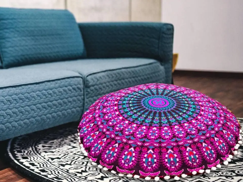 

22 H Round Pouf Cover Only Floor Cushion Cover Foot Stool Ottoman Chair Kids Adults Living Room Bedroom Truly One Of Kind