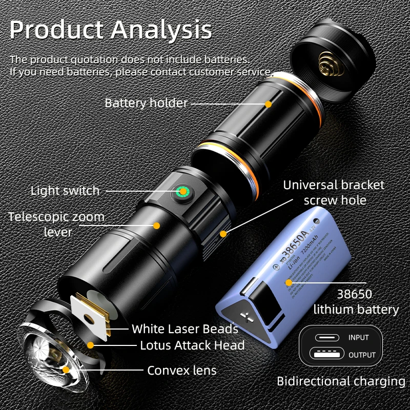 COBA High Power LED Flashlight Super Bright Long Range Torch Rechargeable Powerful Outdoor Tactical Hand Lamp Camping Lantern