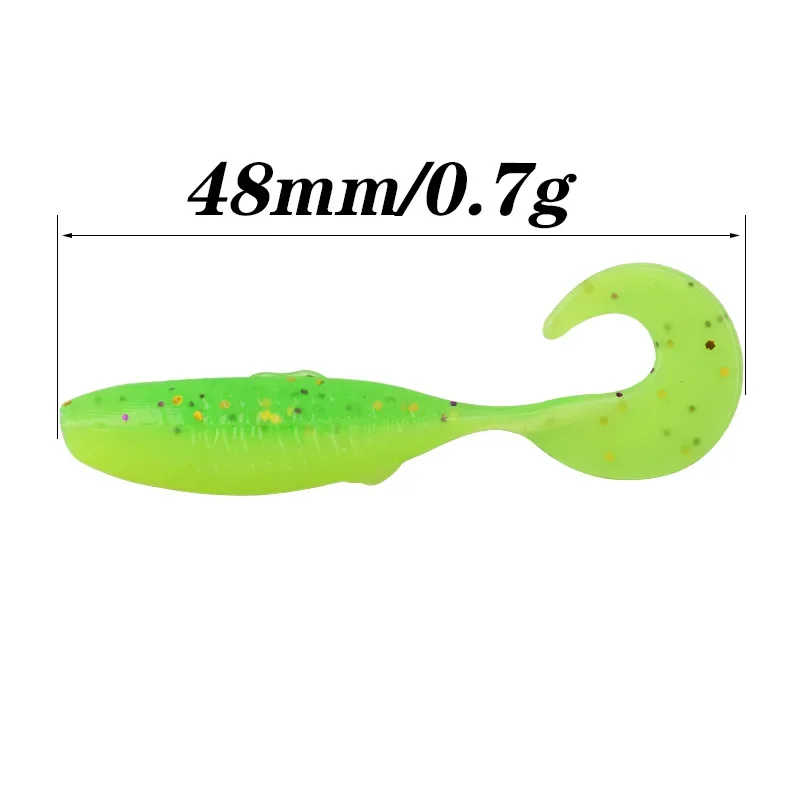 20 Pcs Shad Curved Tail Worm Jig Wobblers Soft Lure 4.7cm 0.7g Fishing Bait Artificial Silicone Bass Leurre Swimbait Tackle